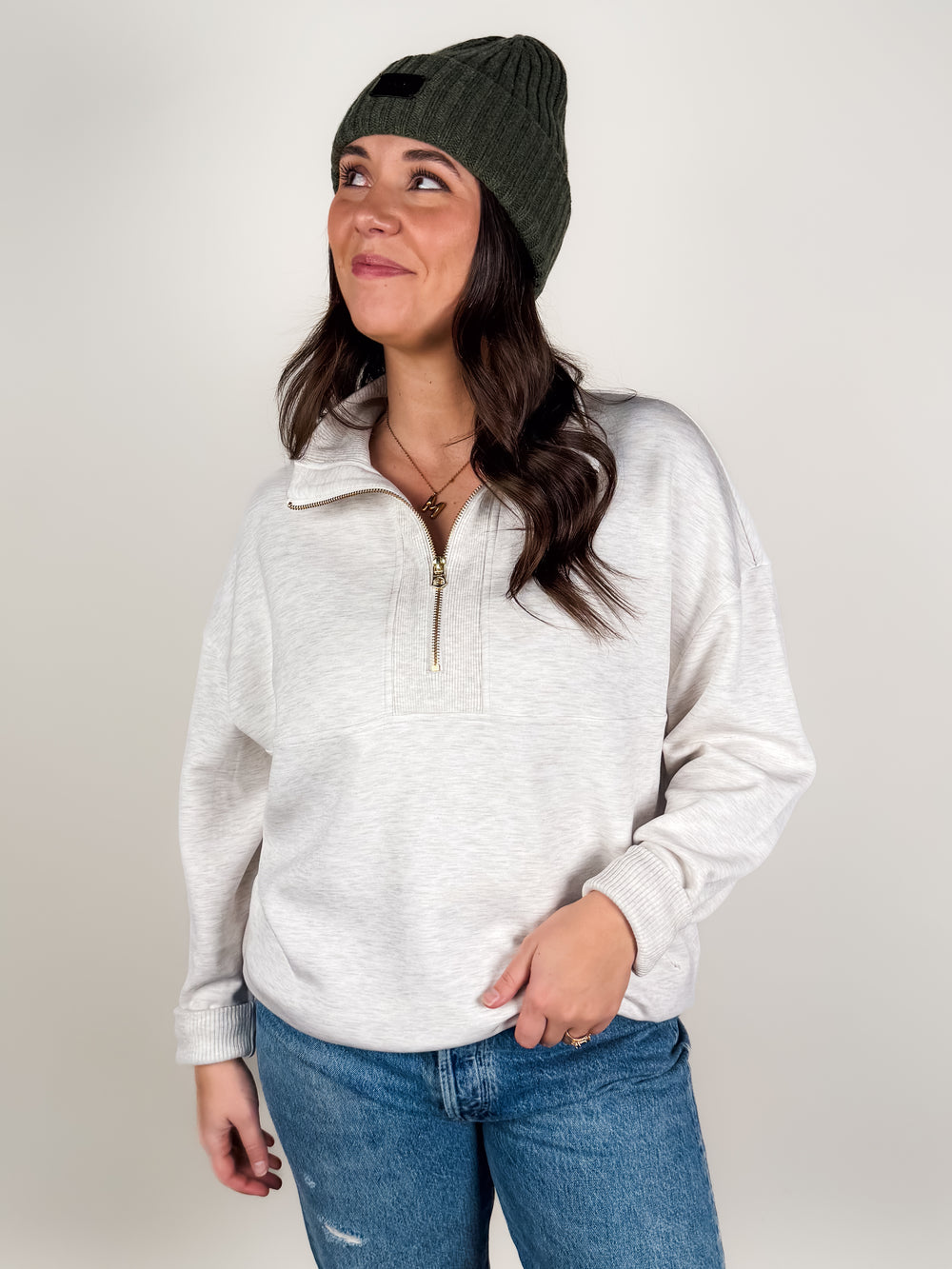 Molly Half Zip Longline Sweat