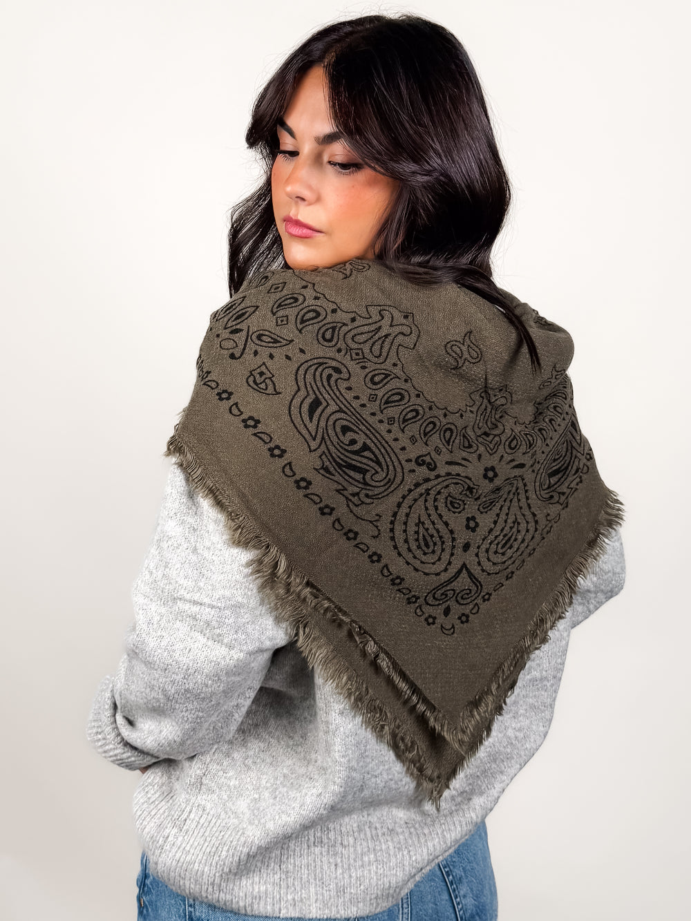 Square Paisley Pattern Wool  Scarf