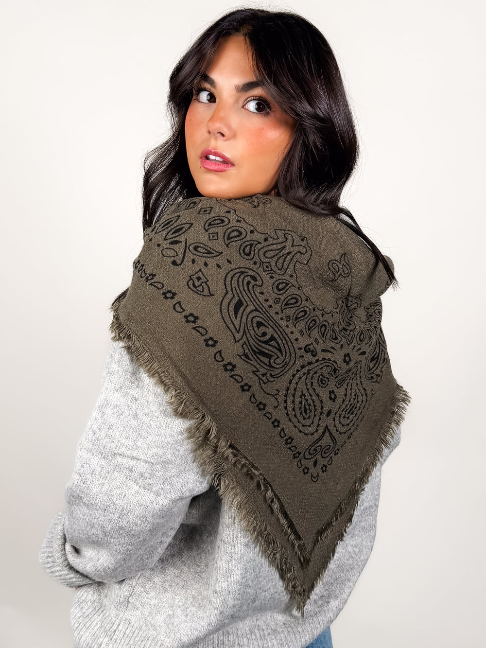 Square Paisley Pattern Wool  Scarf
