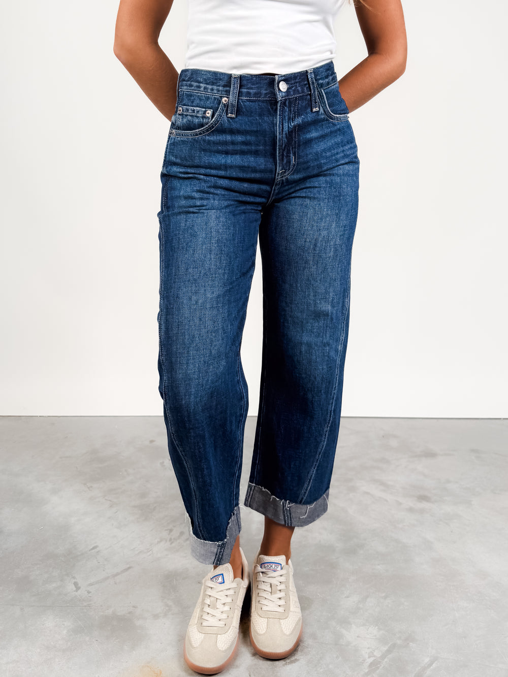 Kacey Mid Rise Cuffed Straight Jean in Cultivate