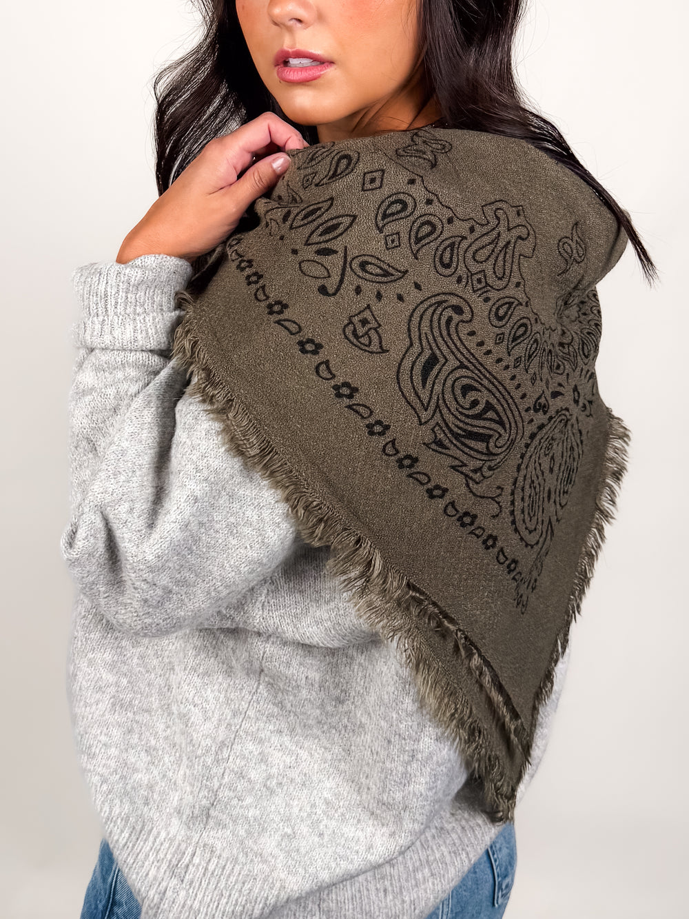 Square Paisley Pattern Wool  Scarf