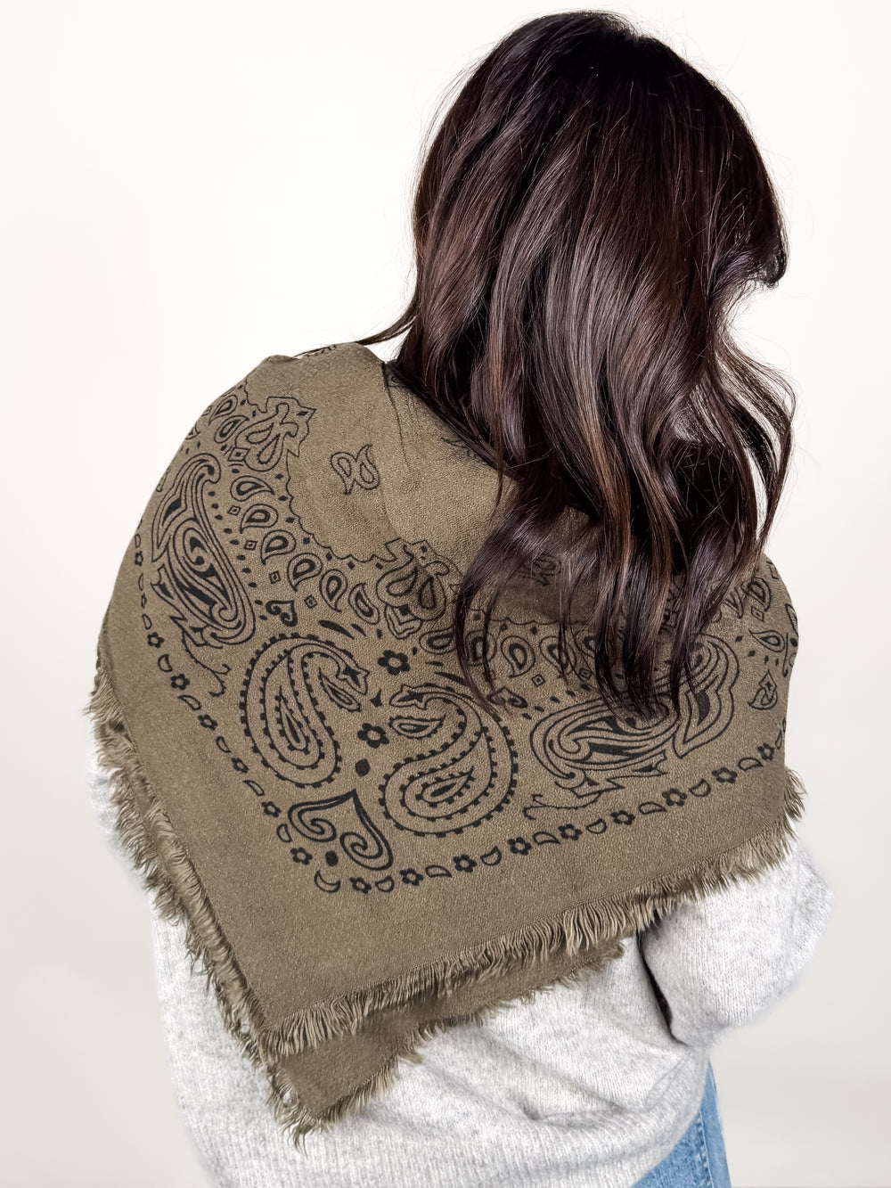 Square Paisley Pattern Wool  Scarf