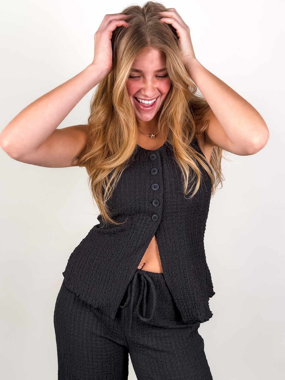 Next Time Crinkle Textuered Vest