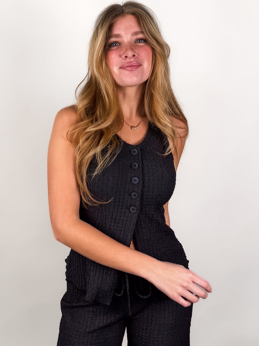 Next Time Crinkle Textuered Vest