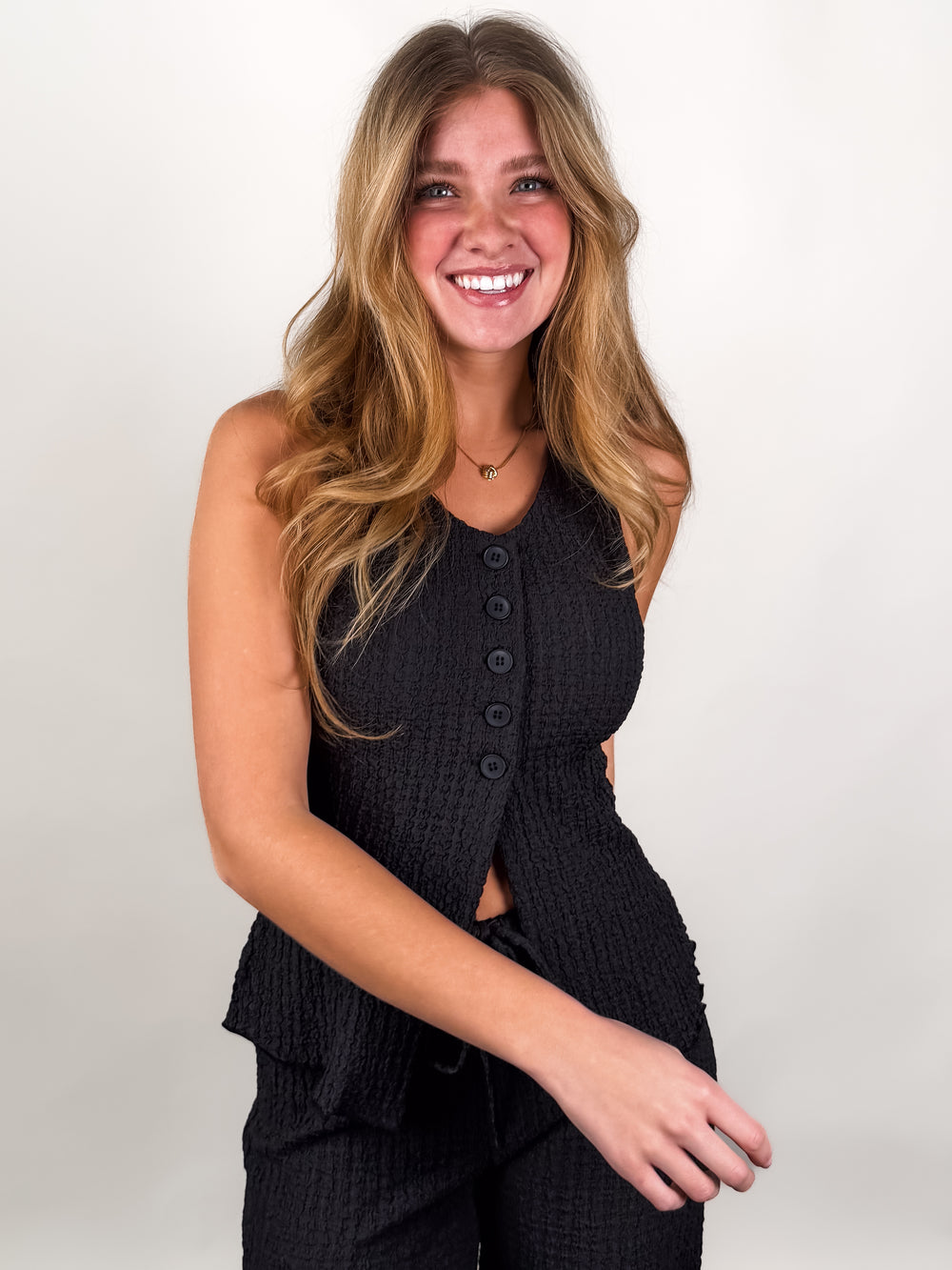 Next Time Crinkle Textuered Vest