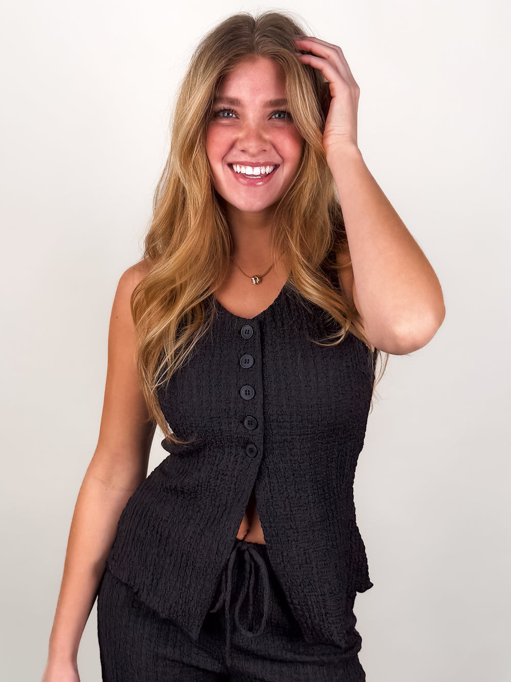 Next Time Crinkle Textuered Vest