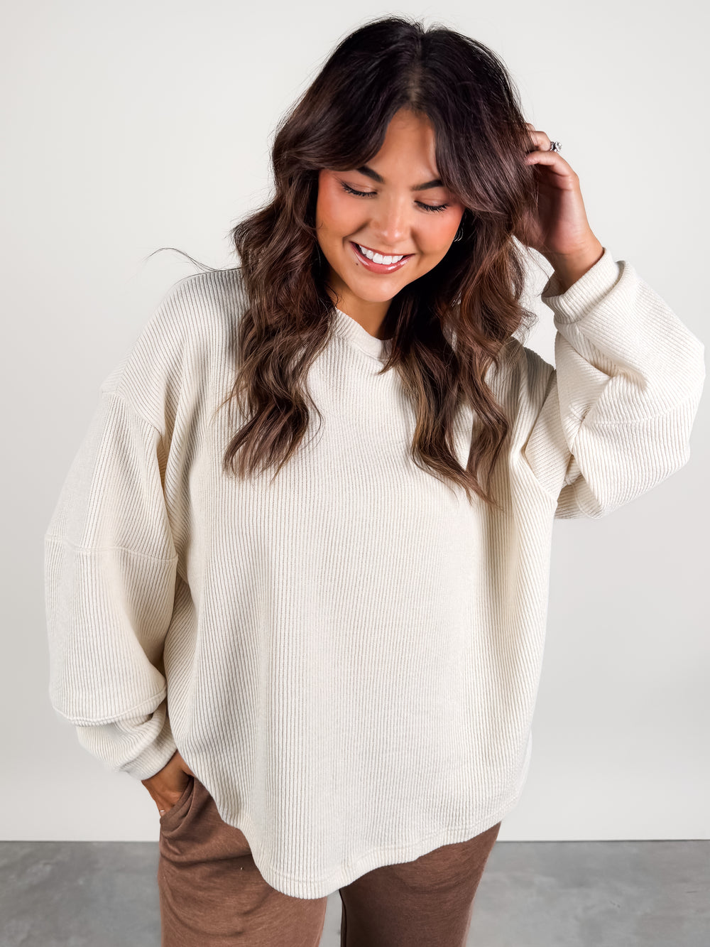 Stand Up Ribbed Sweatshirt