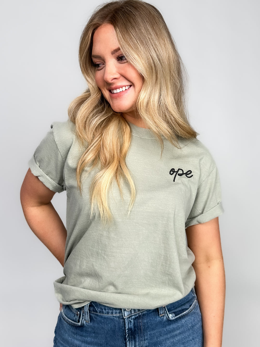 Ope Modern Script Embroidered Tee