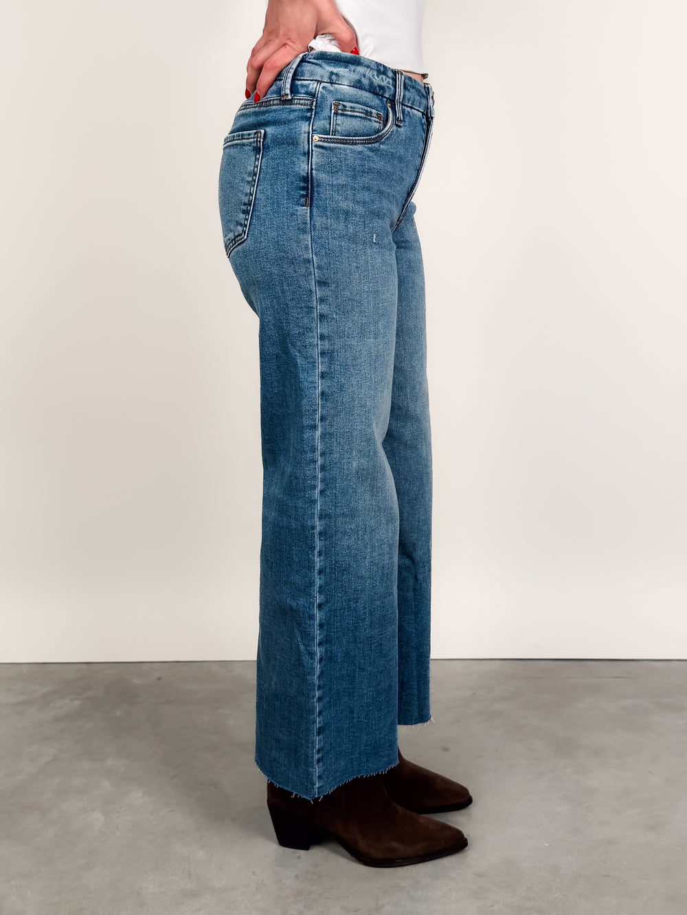 Meg High Rise Fab Ab Wide Leg Raw Hem