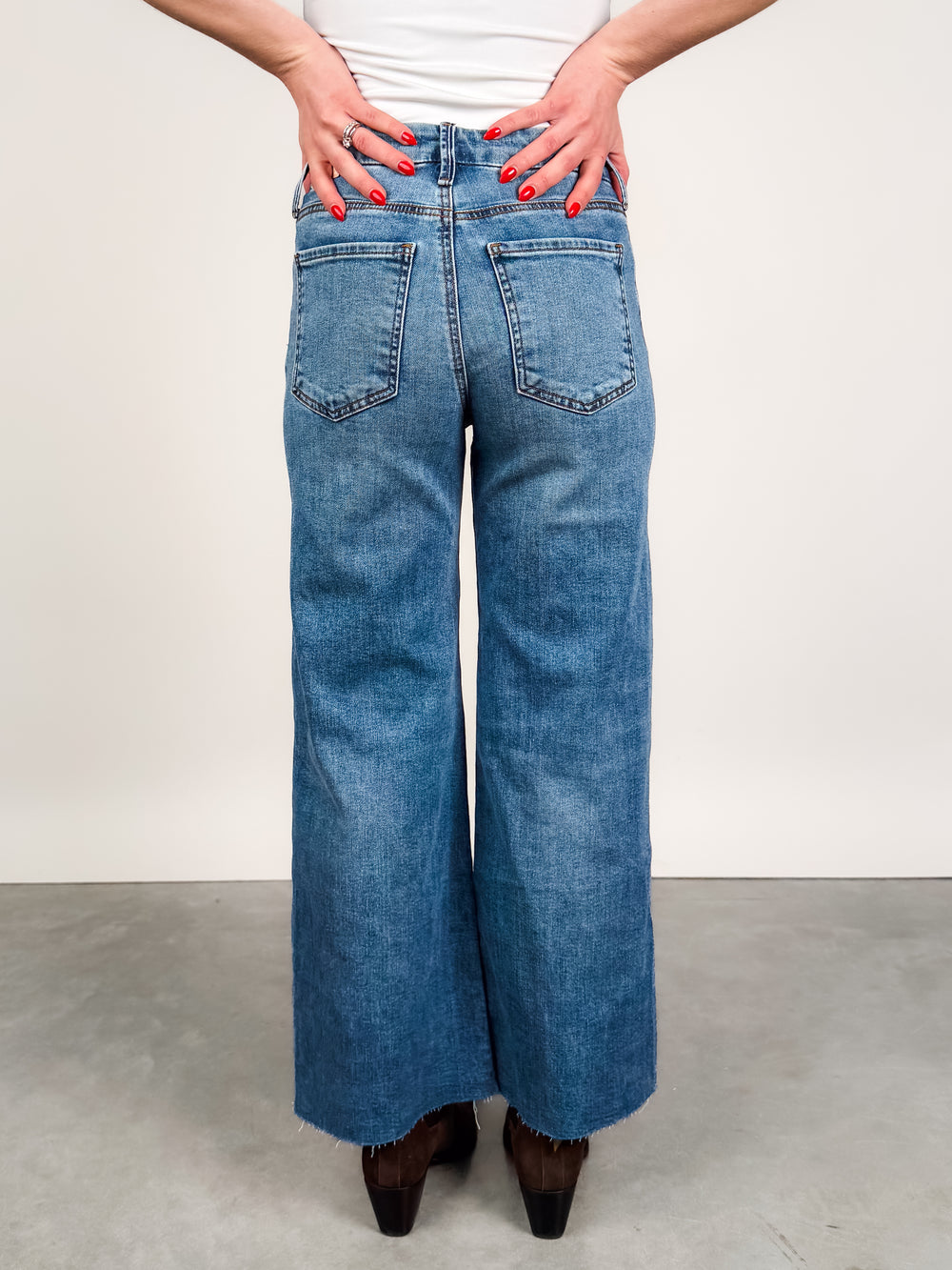 Meg High Rise Fab Ab Wide Leg Raw Hem