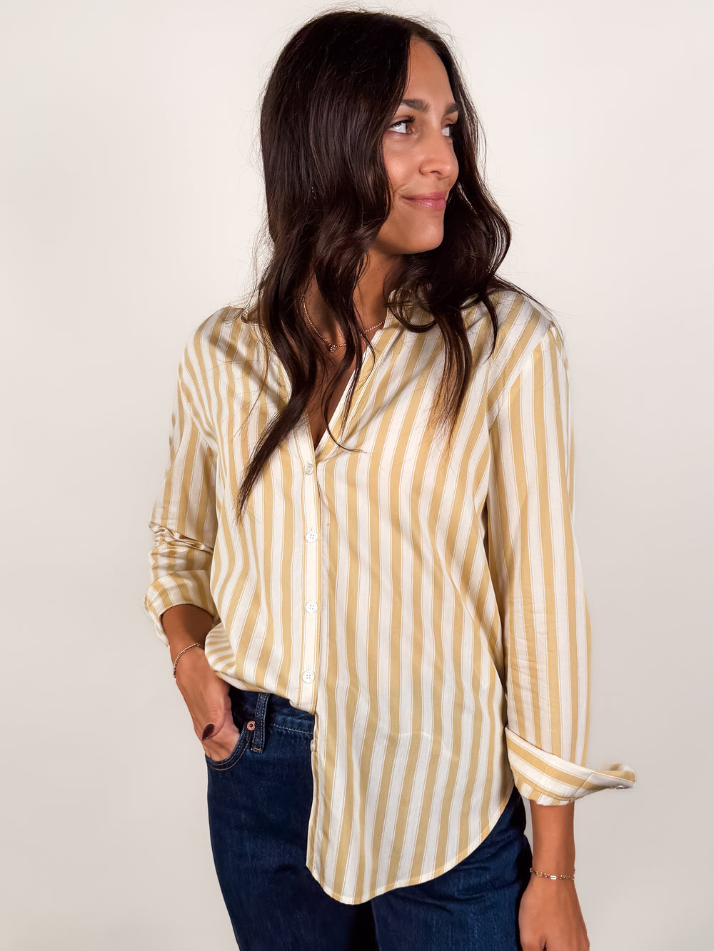 Golden Haven Stripe Button Up