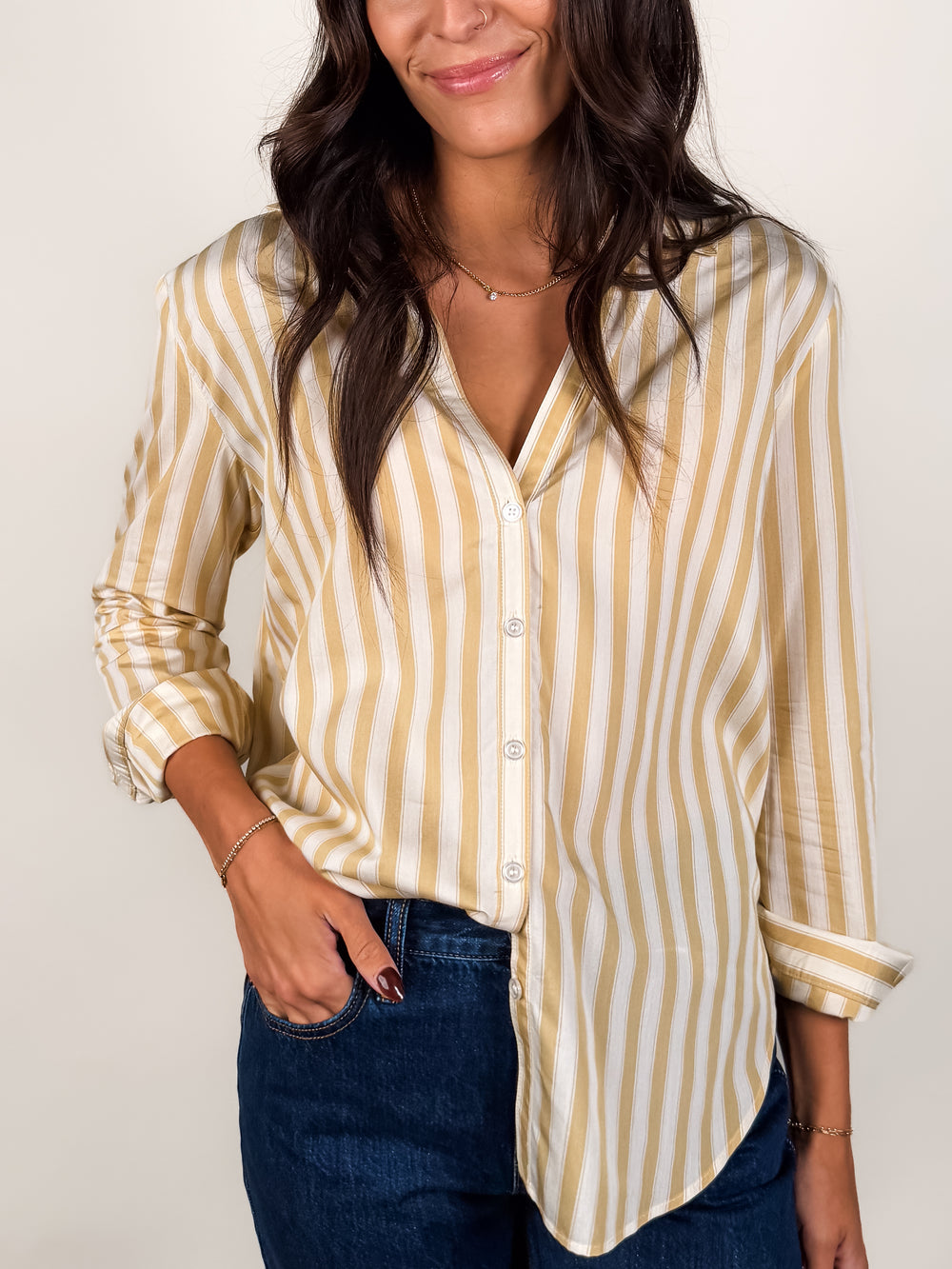 Golden Haven Stripe Button Up