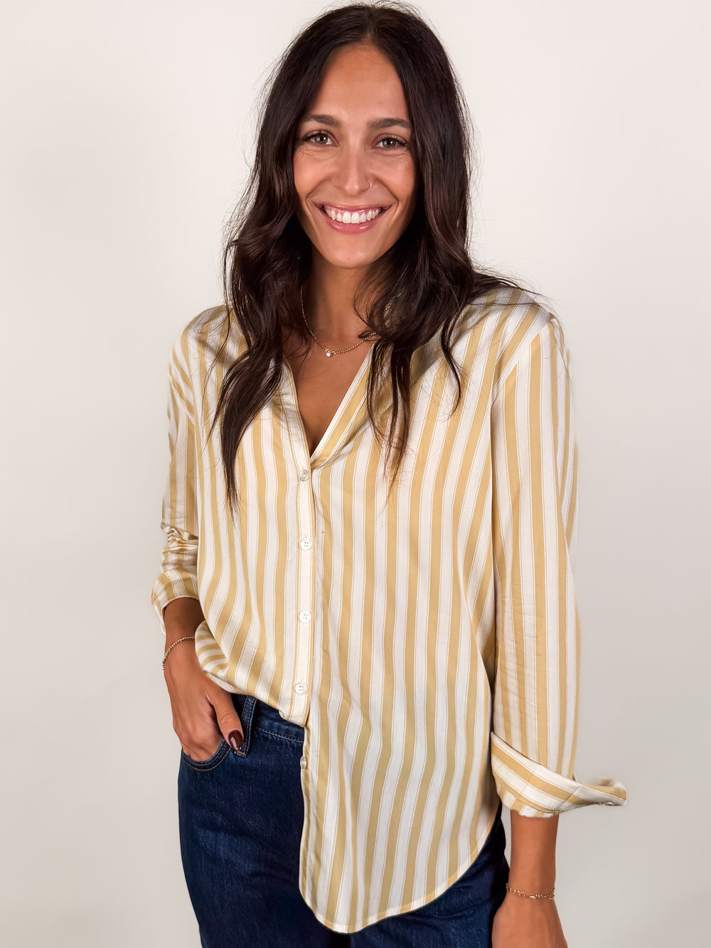 Golden Haven Stripe Button Up