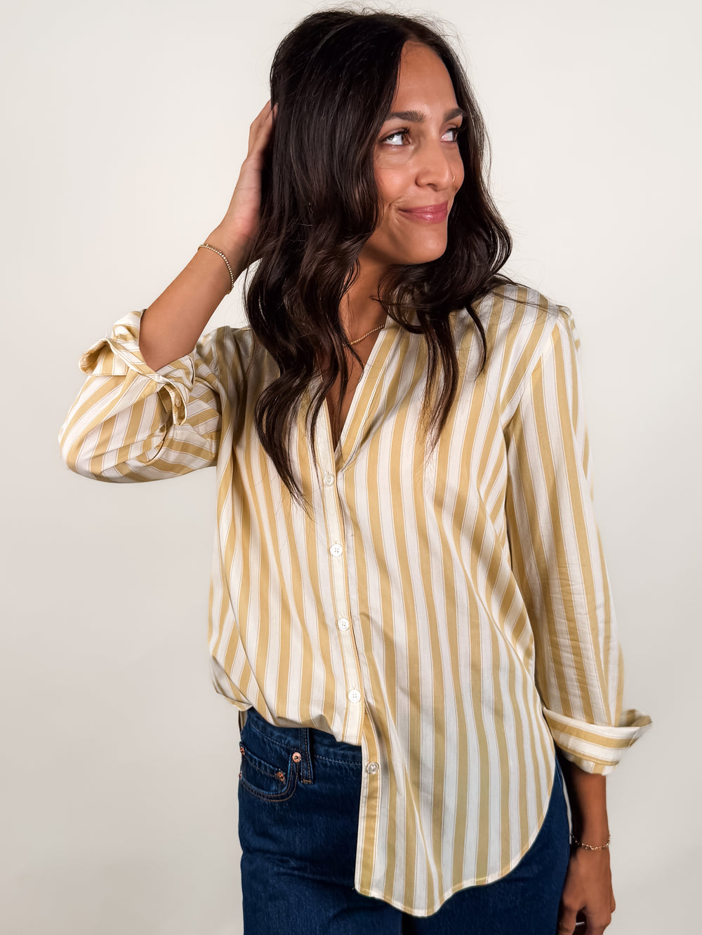 Golden Haven Stripe Button Up