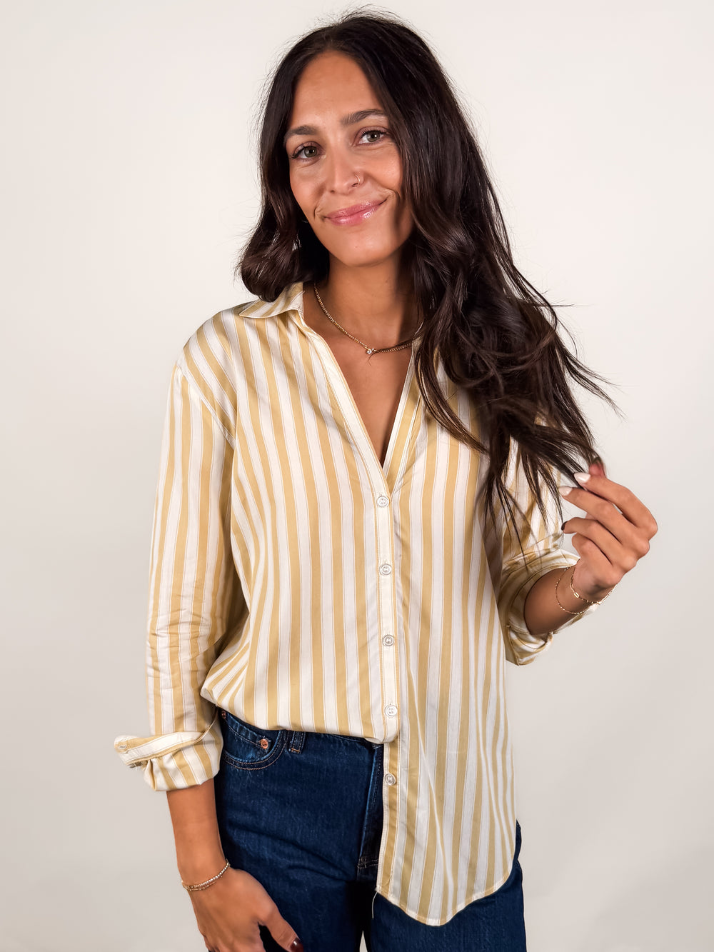 Golden Haven Stripe Button Up