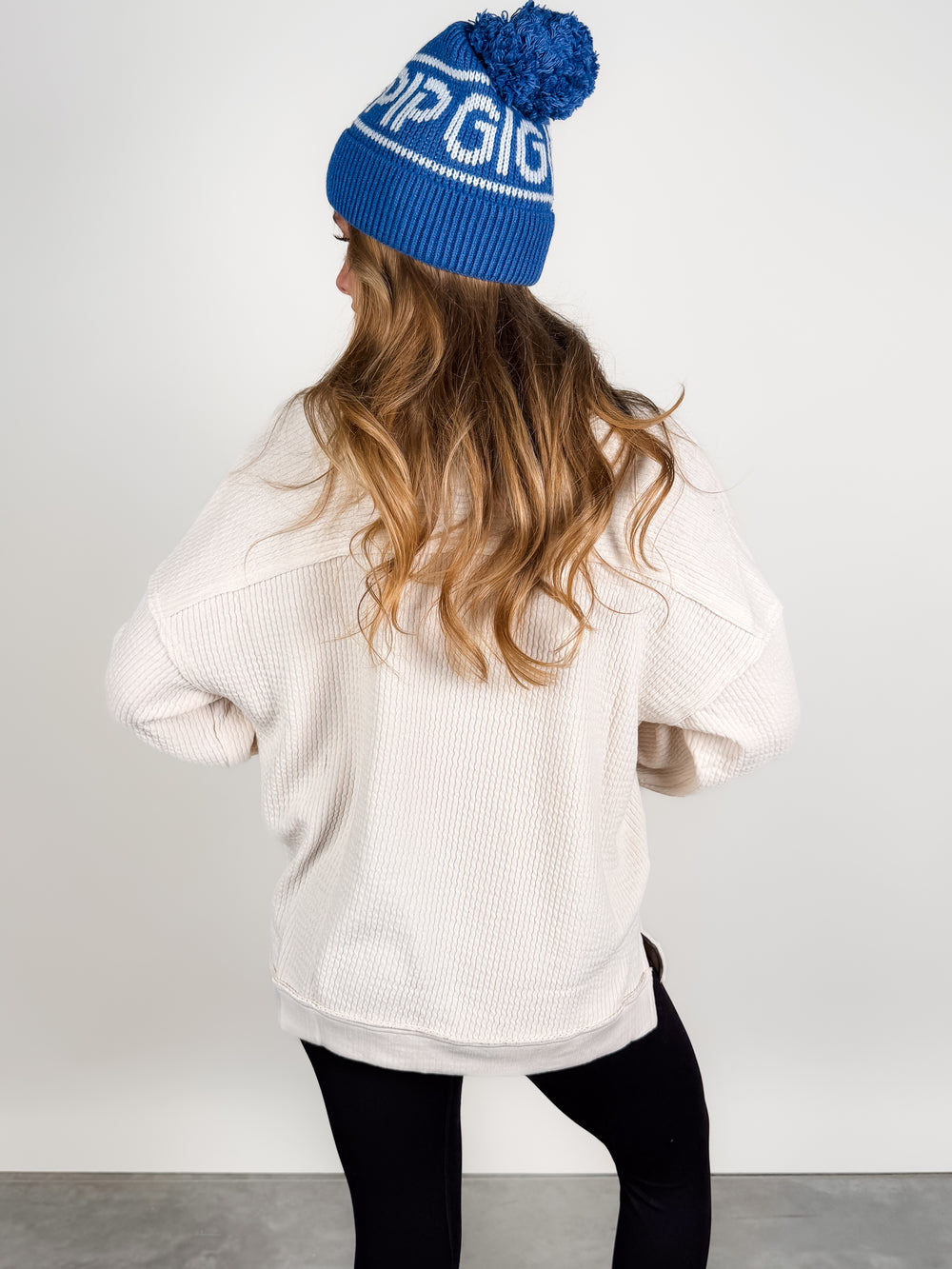 Clouds Half Zip Waffle Knit Top