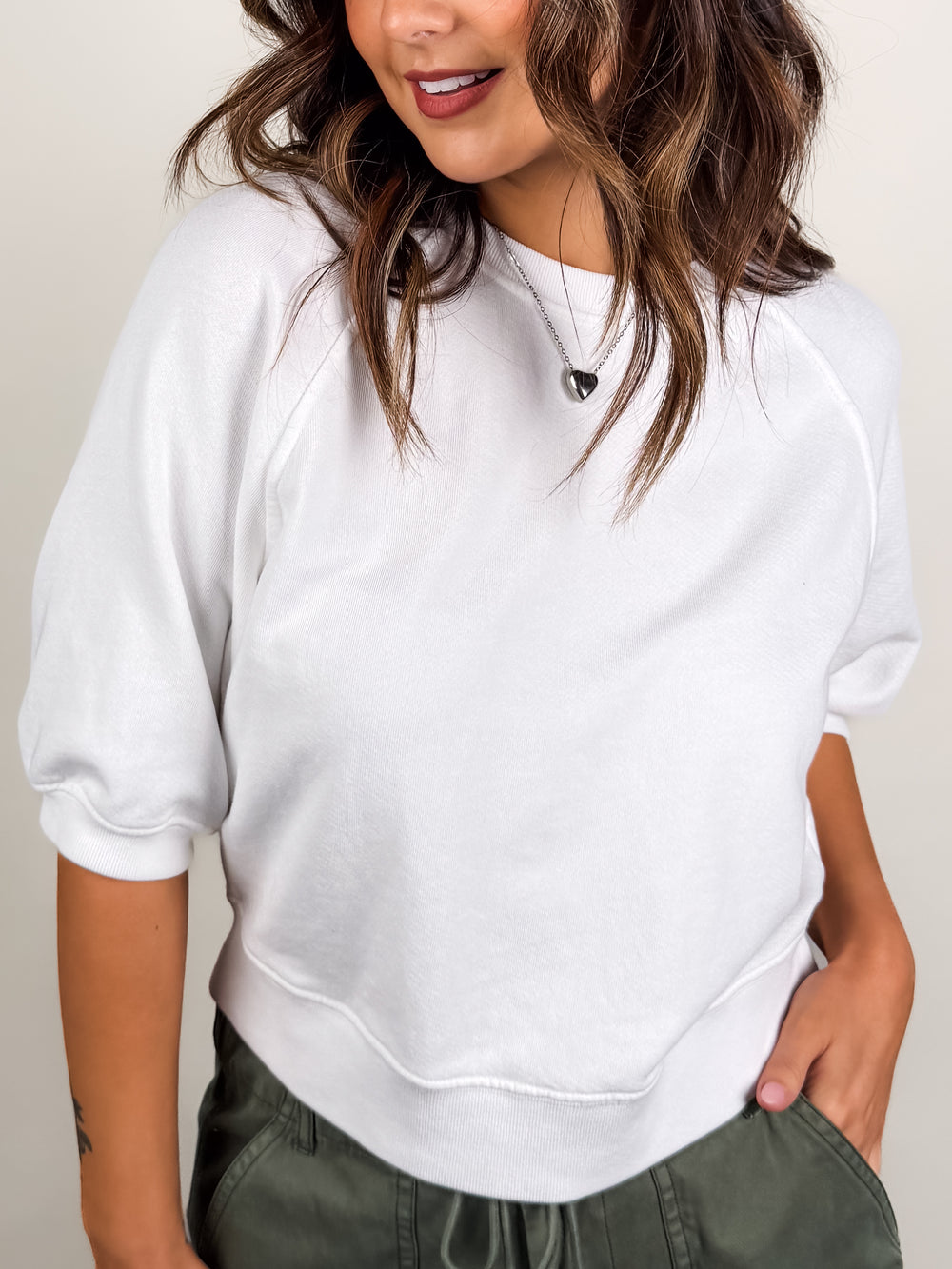 Effie French Terry Bubble Sleeve Sweatshirt