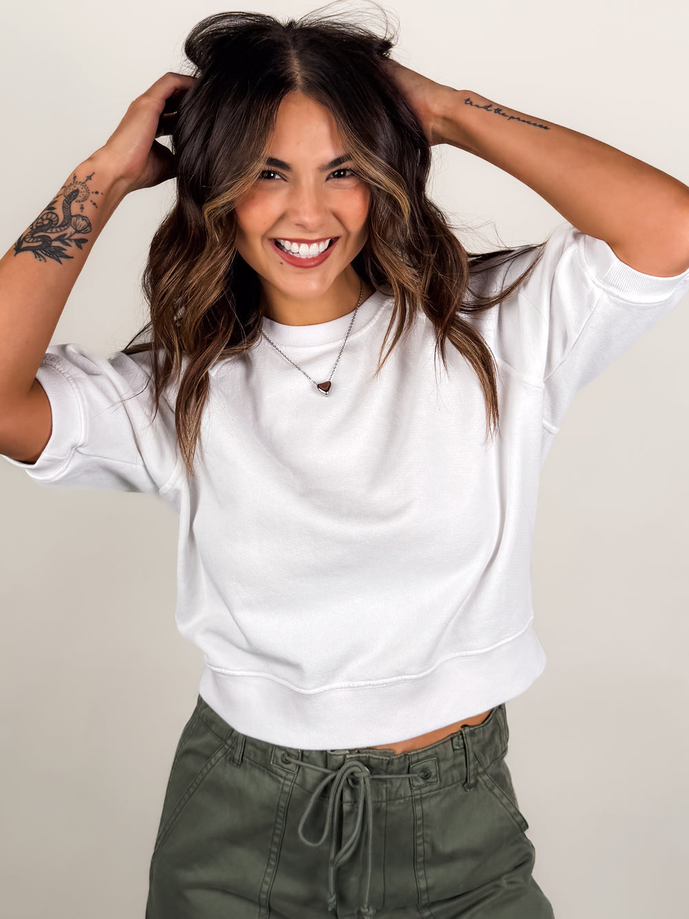 Effie French Terry Bubble Sleeve Sweatshirt