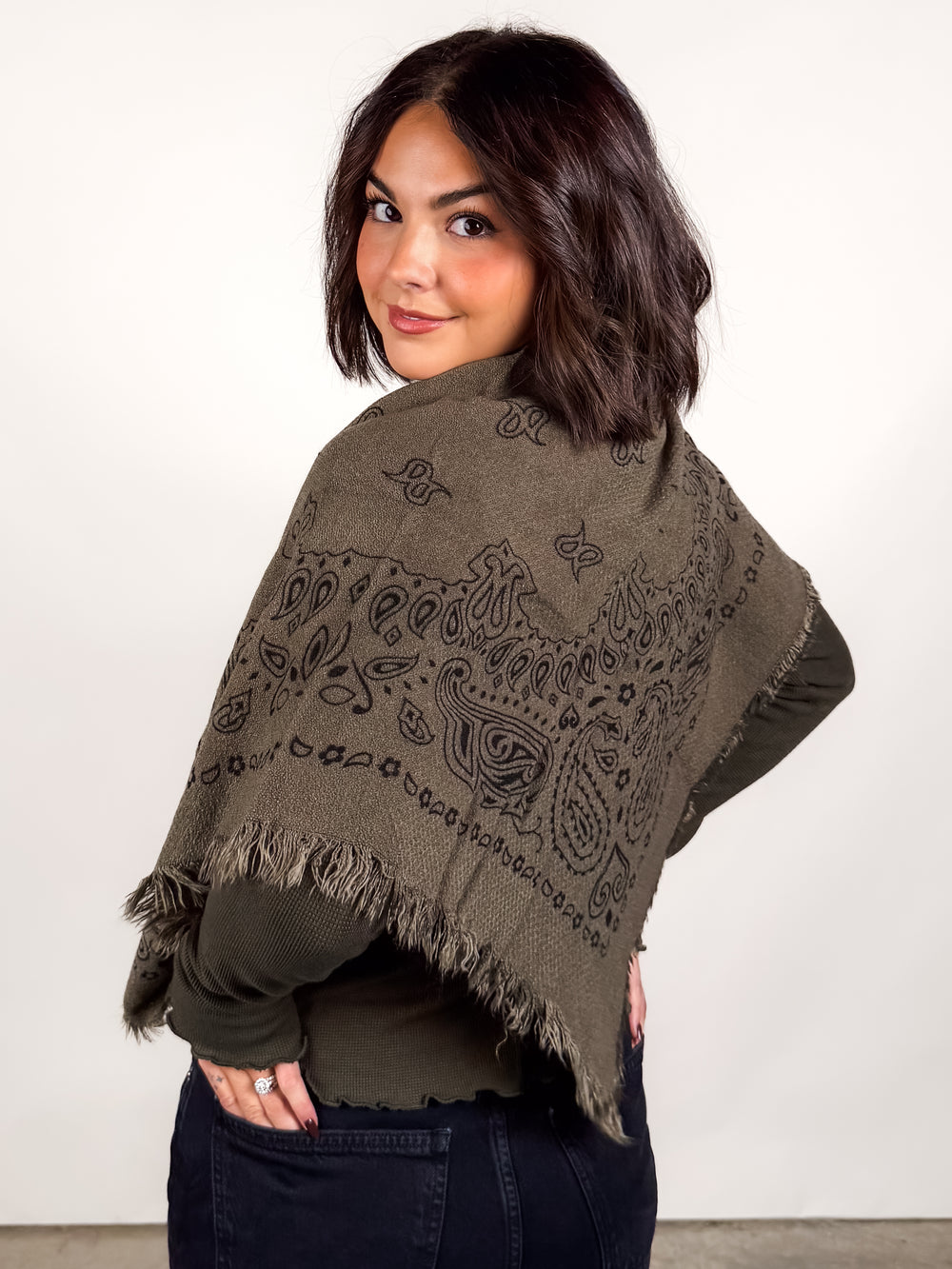 Square Paisley Pattern Wool  Scarf