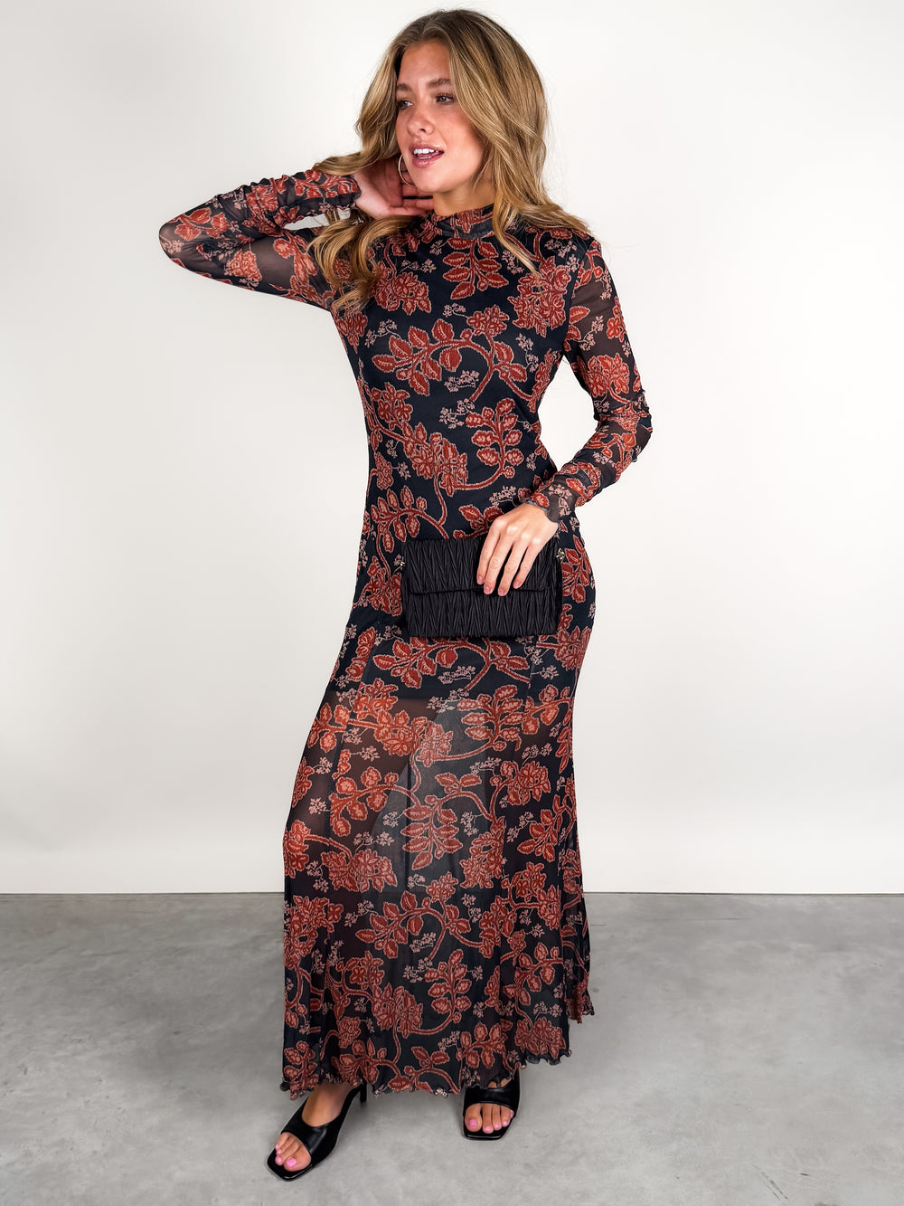 Get Off My Mind Floral Mesh Dress