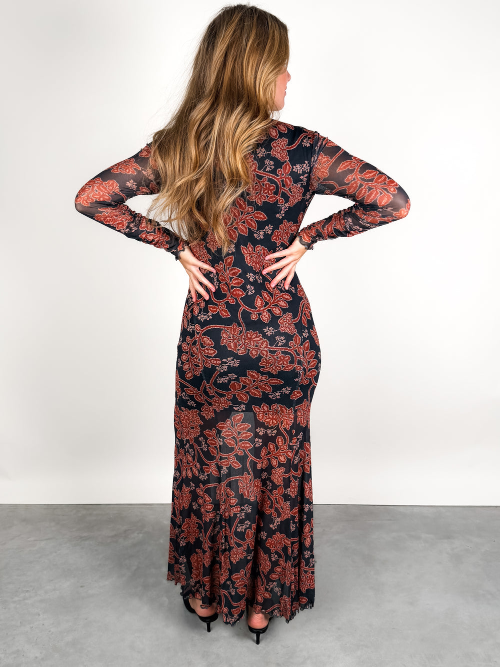 Get Off My Mind Floral Mesh Dress