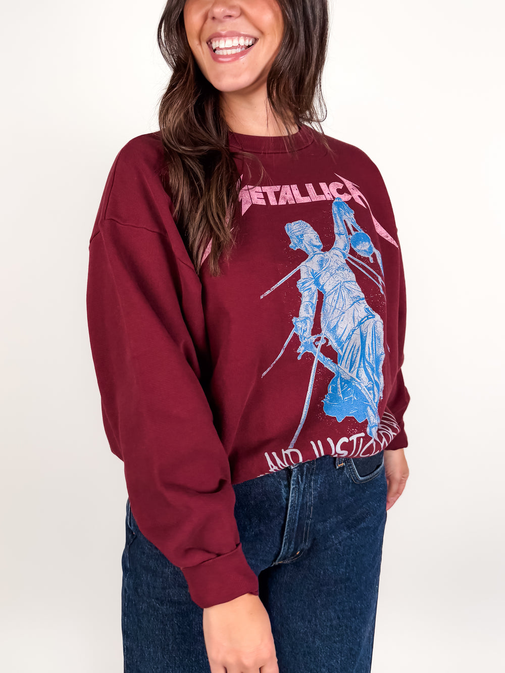 Metallica Justice For All Oversized Crew Sweatshirt