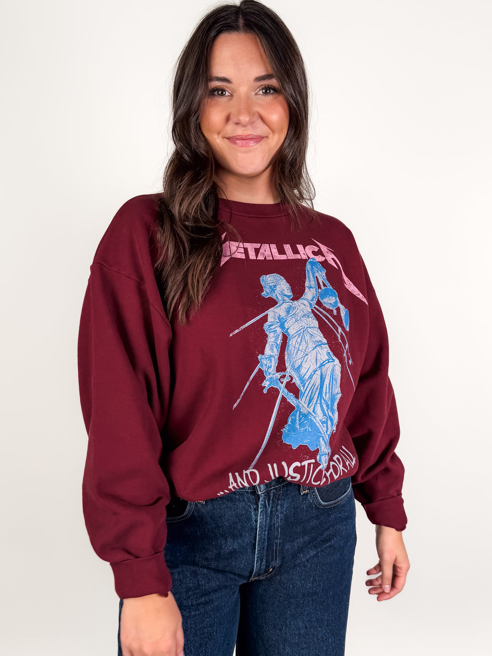 Metallica Justice For All Oversized Crew Sweatshirt
