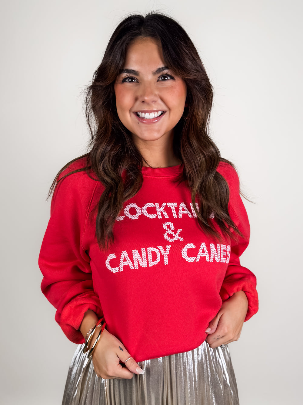 Cocktails & Candy Canes Shrunken Sweatshirt