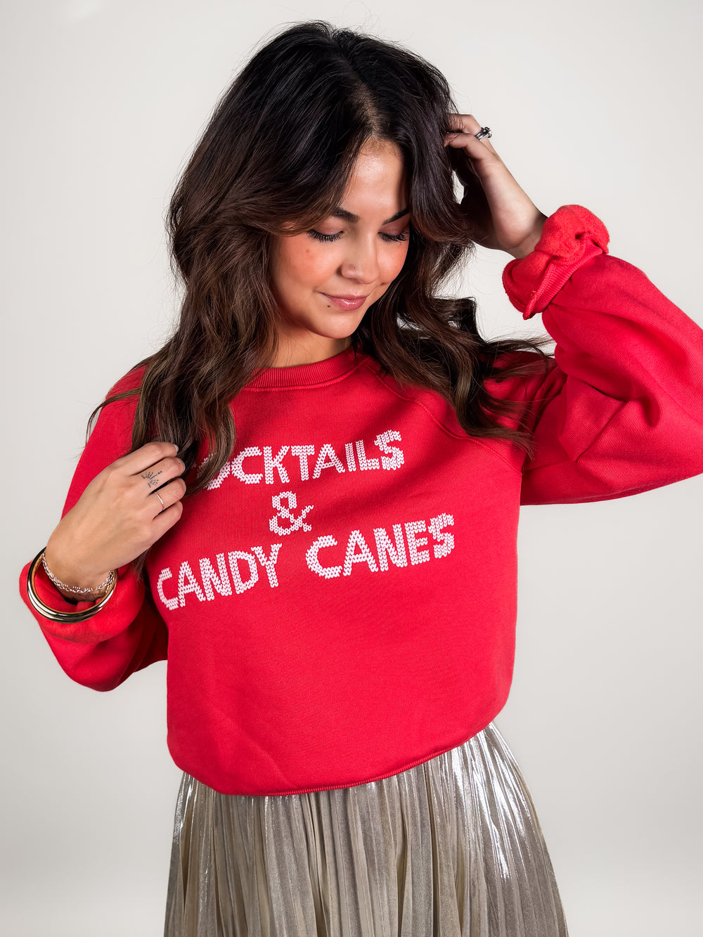 Cocktails & Candy Canes Shrunken Sweatshirt