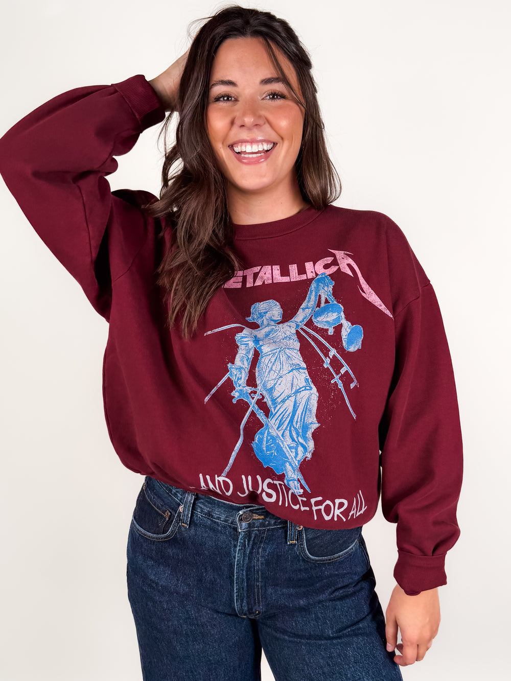 Metallica Justice For All Oversized Crew Sweatshirt