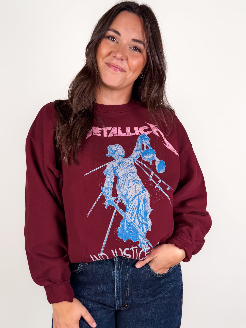Metallica Justice For All Oversized Crew Sweatshirt