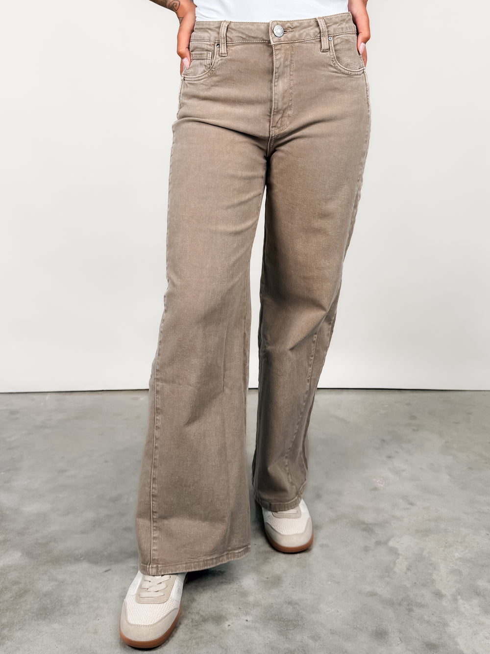 Meg Wide Leg Side Panel in Milk Tea