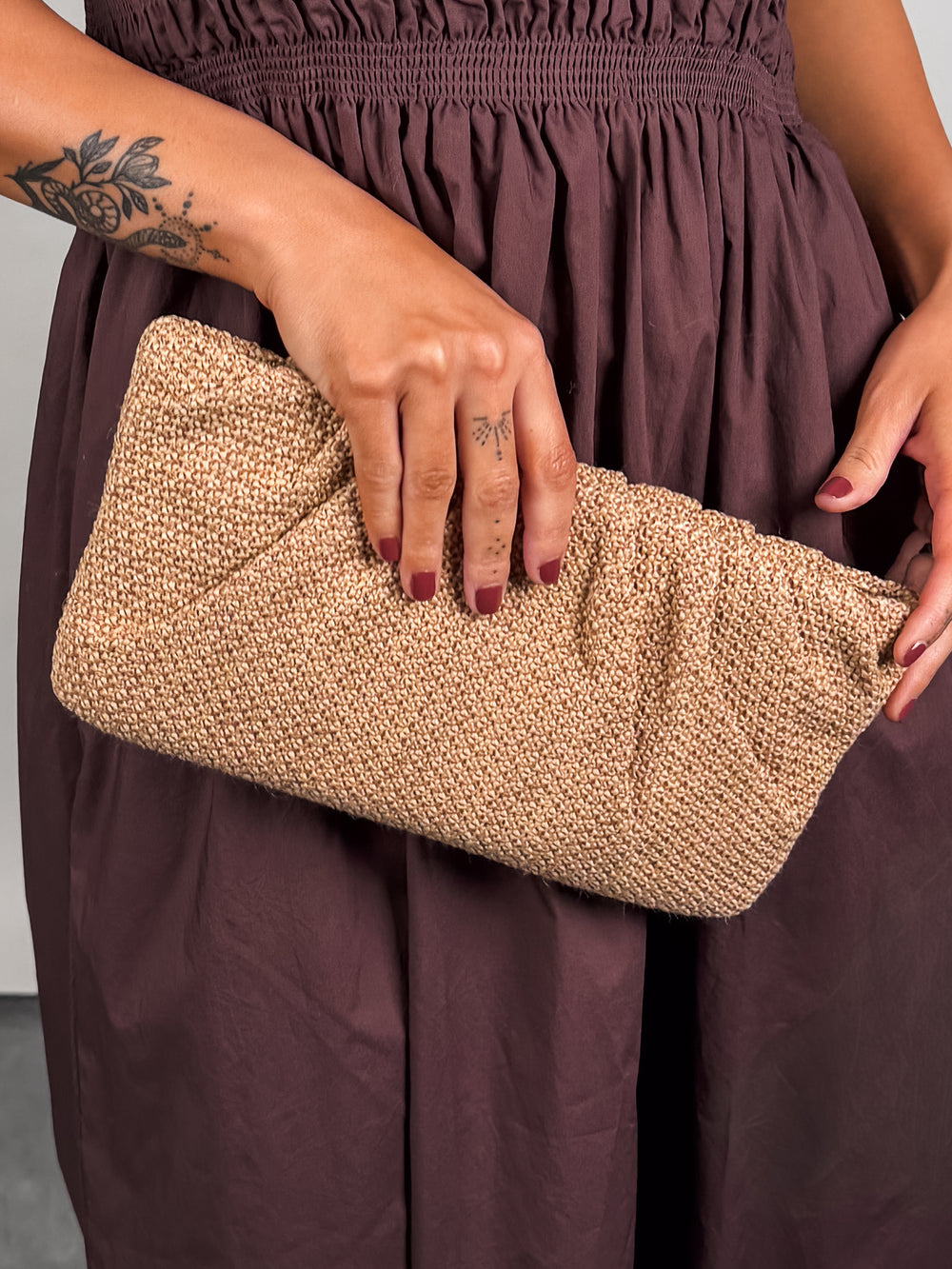 Palomaa Pleated Rafia Clutch