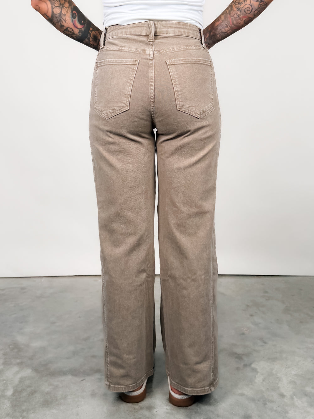 Meg Wide Leg Side Panel in Milk Tea