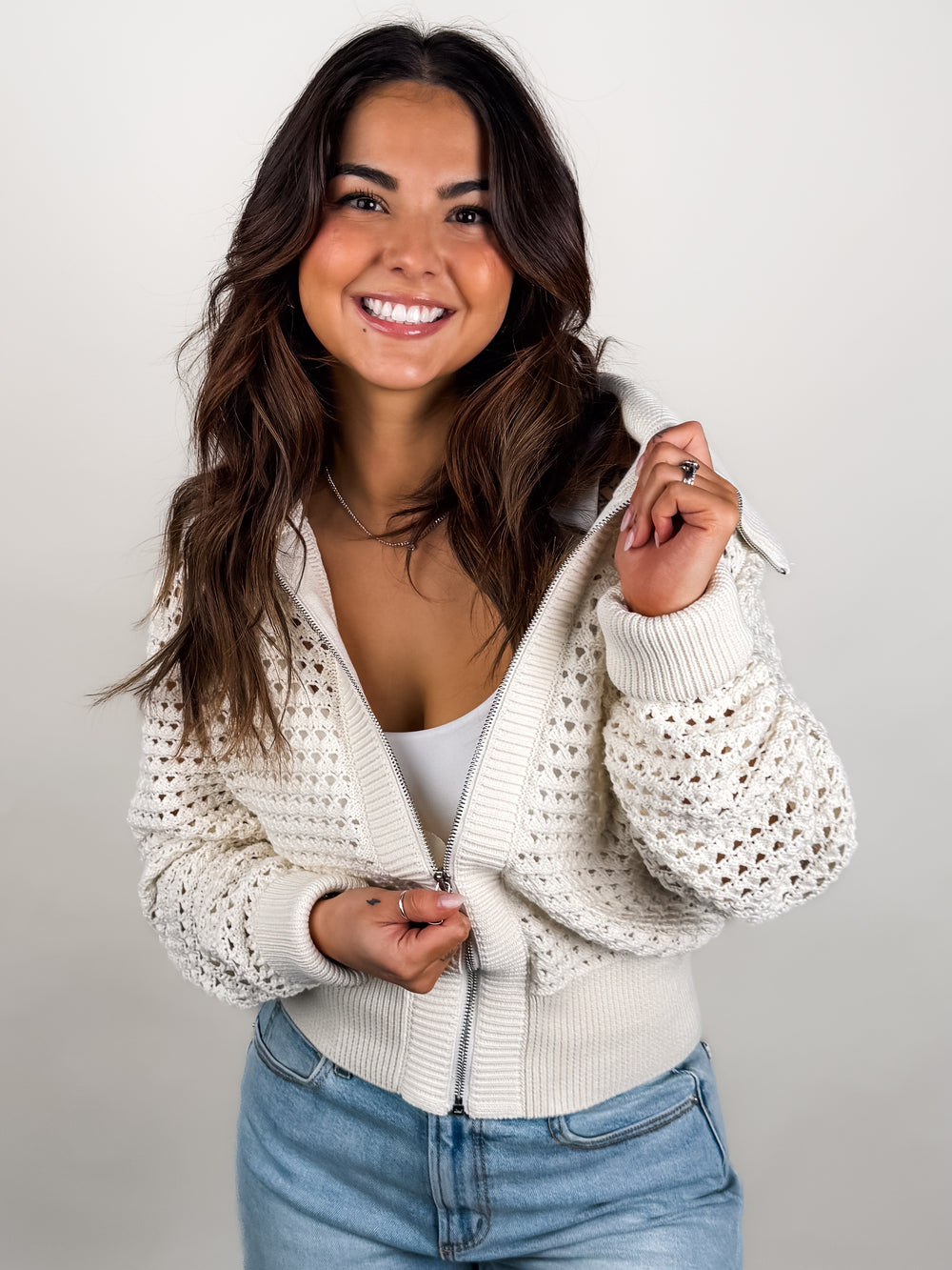 Eloise Full Zip Knit Sweater