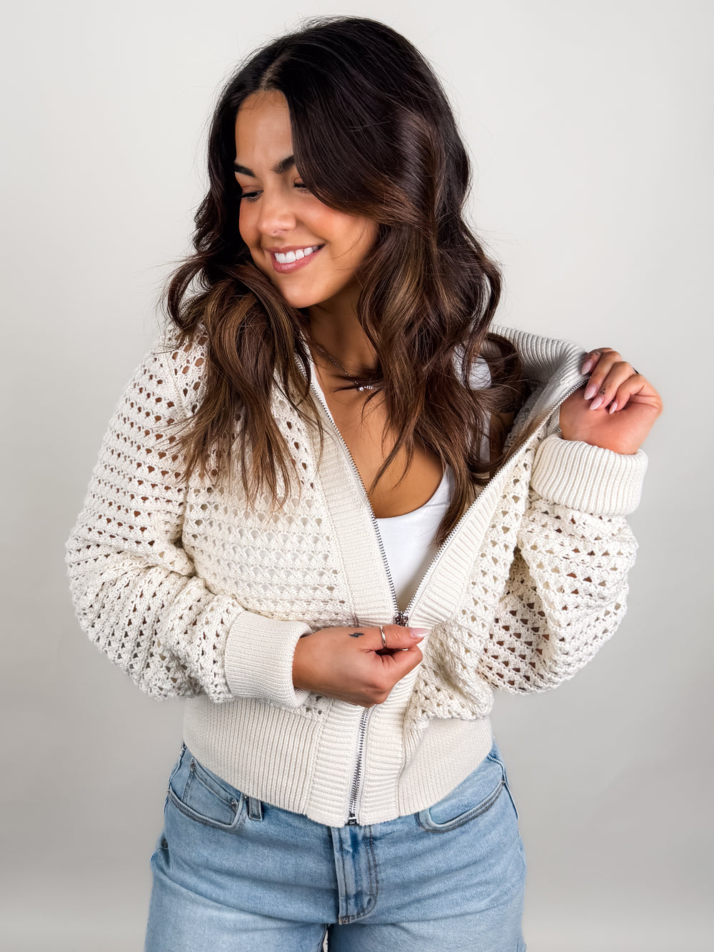 Eloise Full Zip Knit Sweater