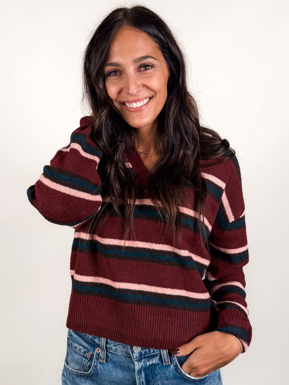 Lyric Collard Pullover Sweater