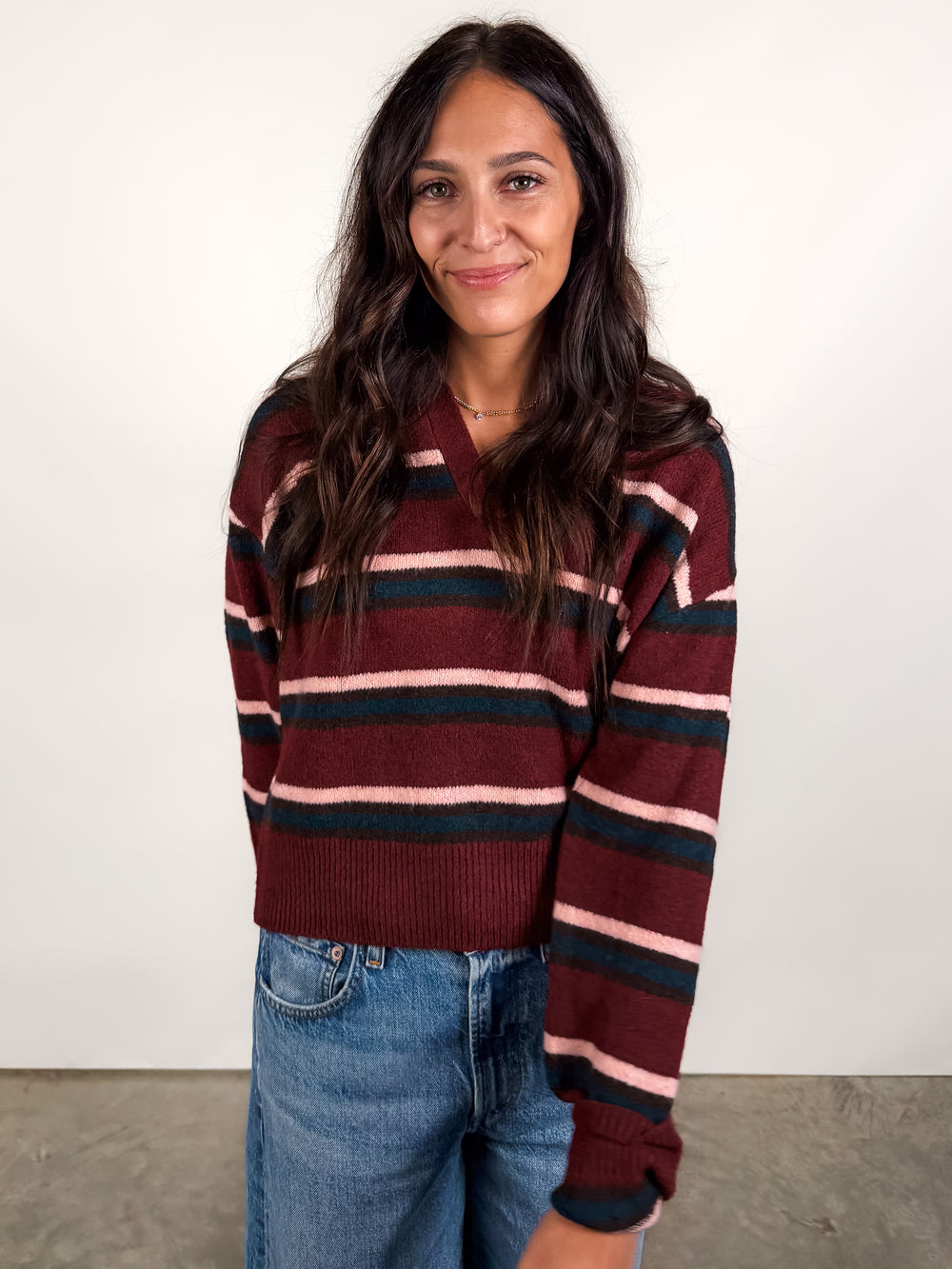 Lyric Collard Pullover Sweater