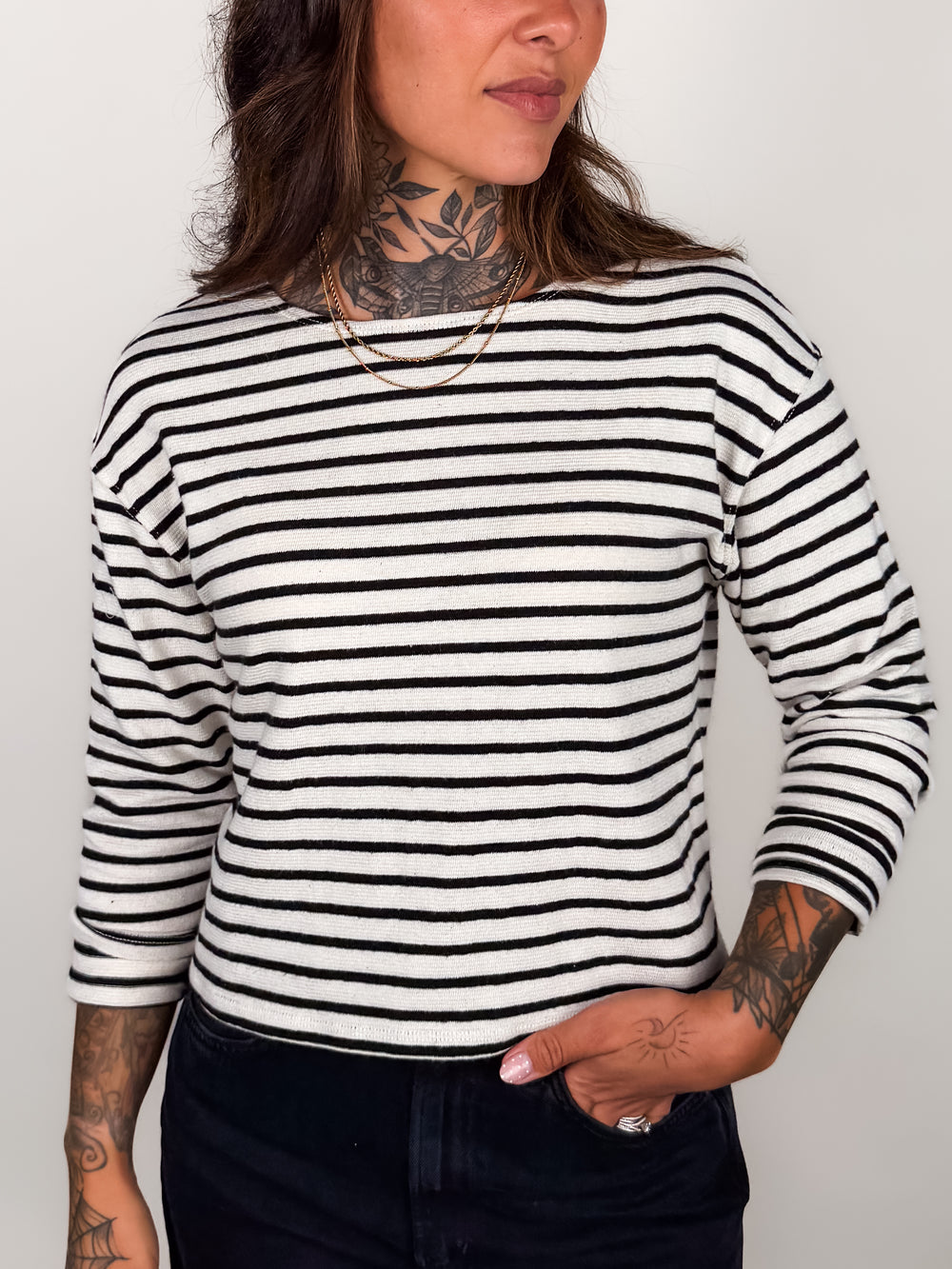 Jenna Striped Boatneck Long Sleeve