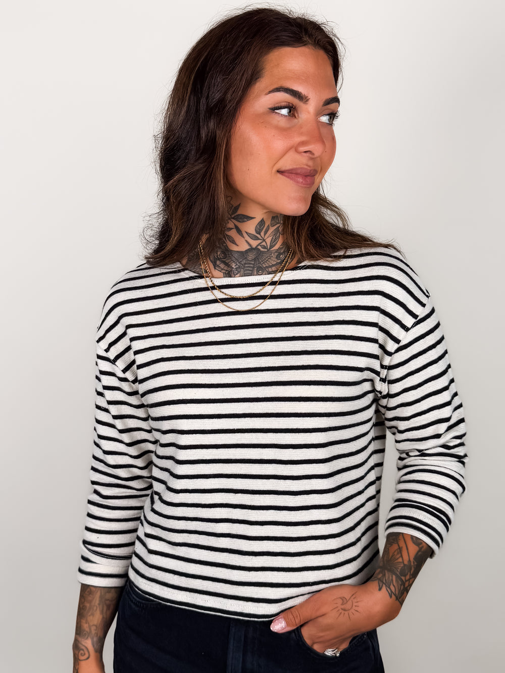 Jenna Striped Boatneck Long Sleeve