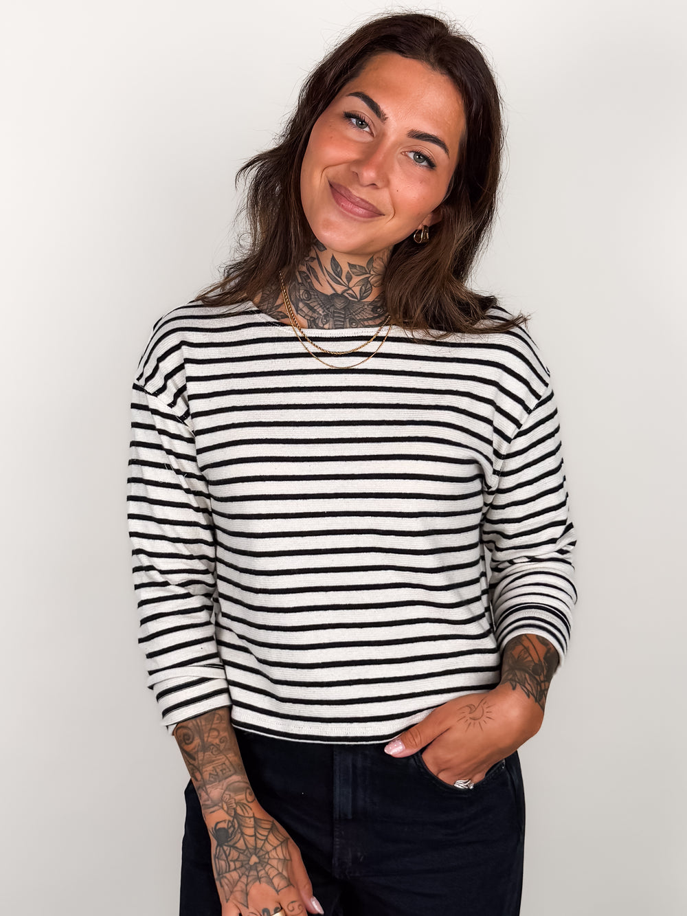 Jenna Striped Boatneck Long Sleeve
