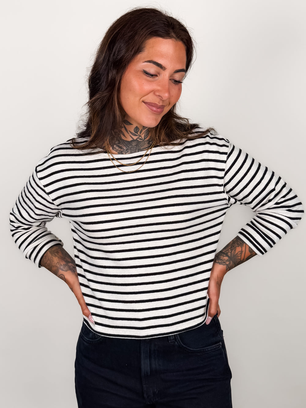 Jenna Striped Boatneck Long Sleeve