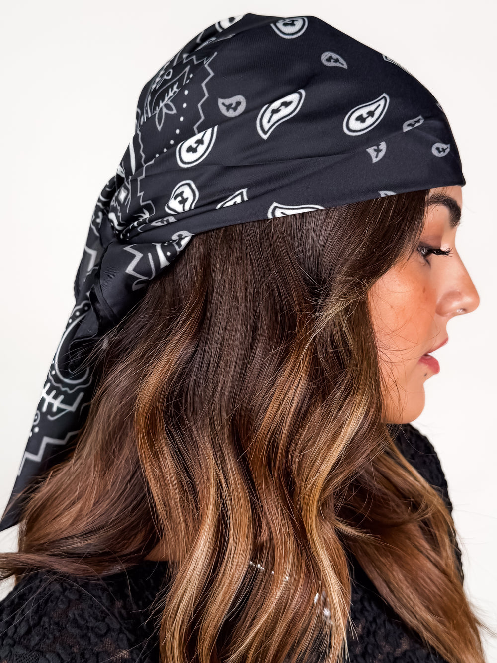 Bandana Paisley Print Satin Scarf