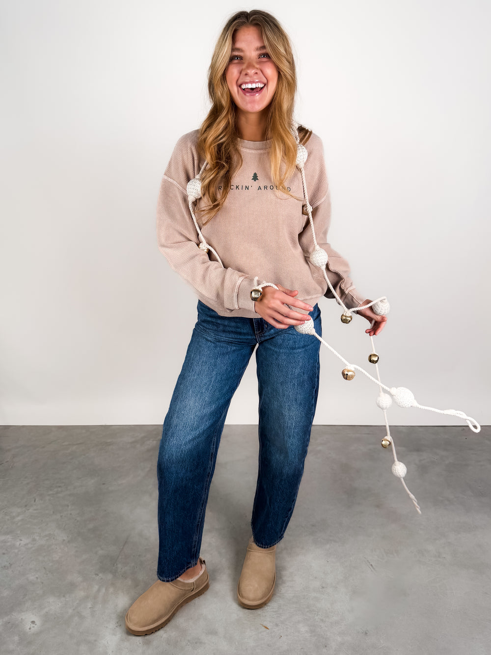 Rockin' Around Cropped Thermal Vintage Pullover