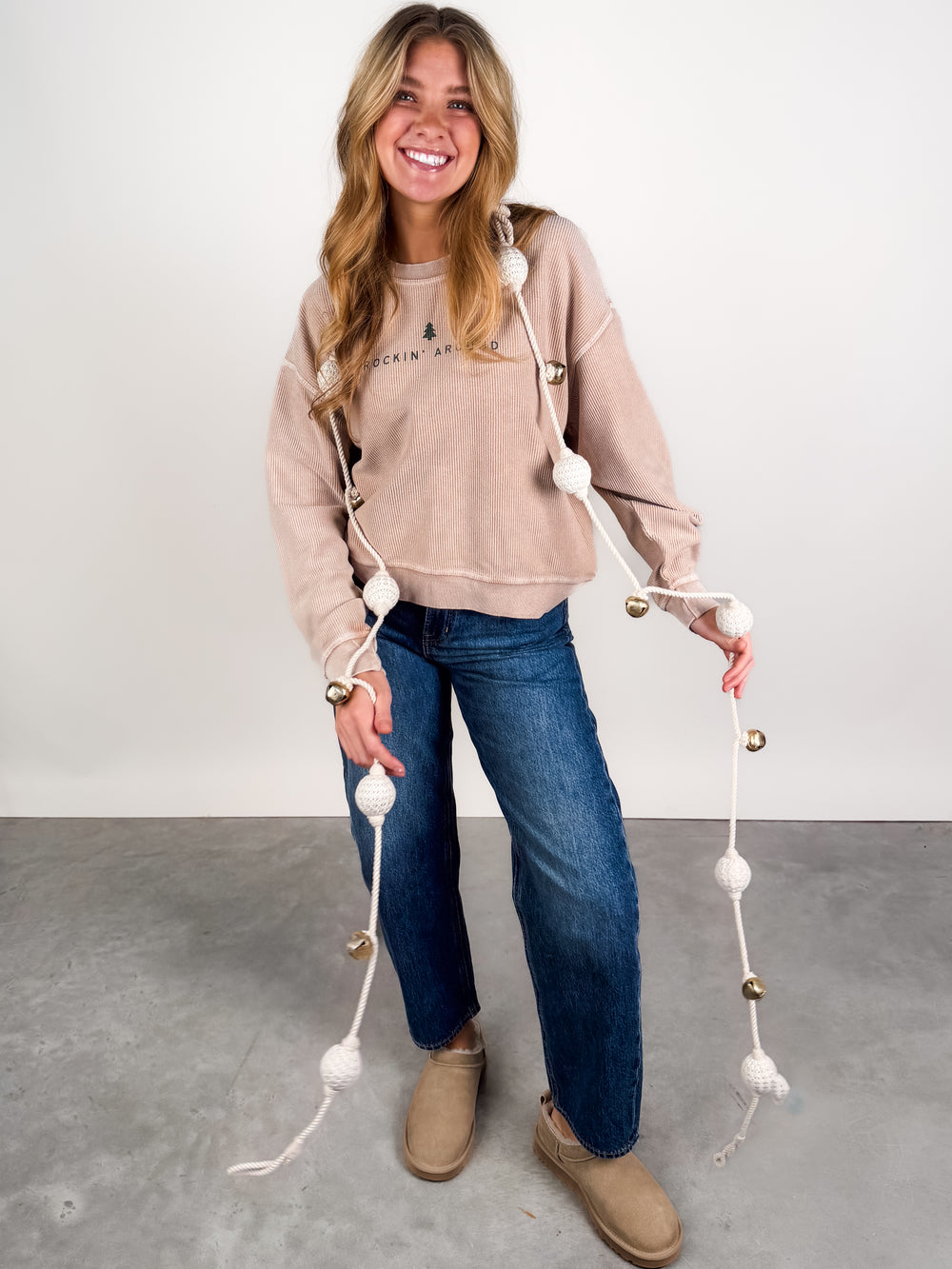 Rockin' Around Cropped Thermal Vintage Pullover