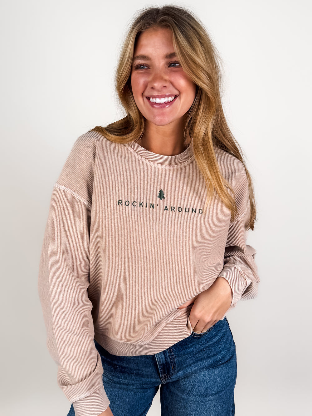 Rockin' Around Cropped Thermal Vintage Pullover