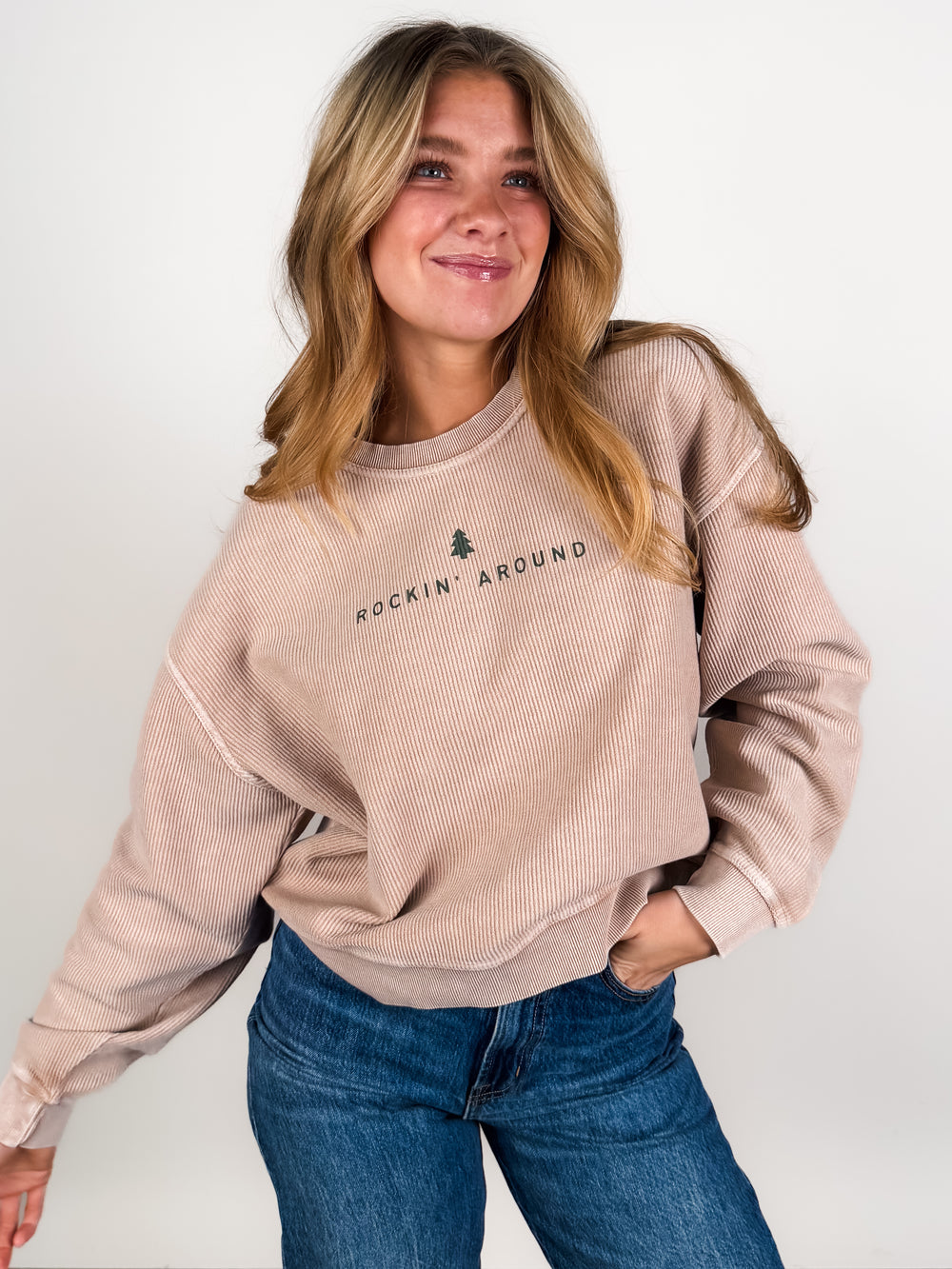 Rockin' Around Cropped Thermal Vintage Pullover