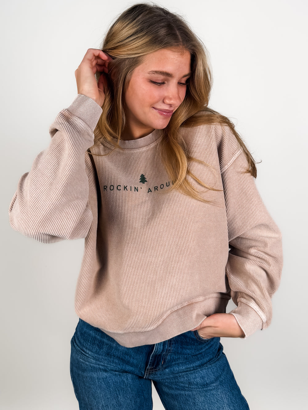 Rockin' Around Cropped Thermal Vintage Pullover
