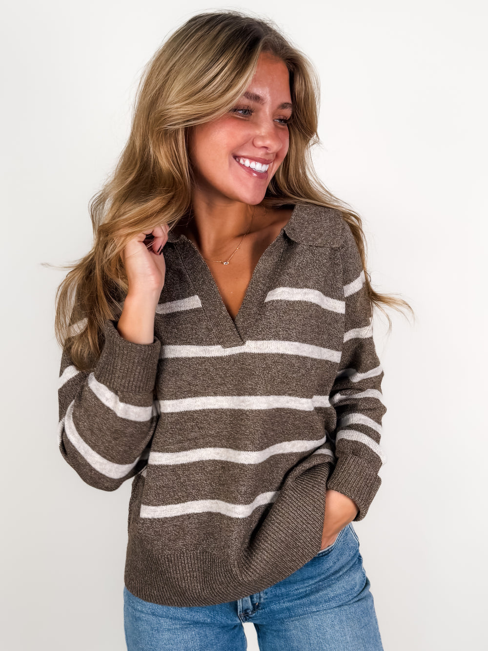 Graham Striped Polo Sweater