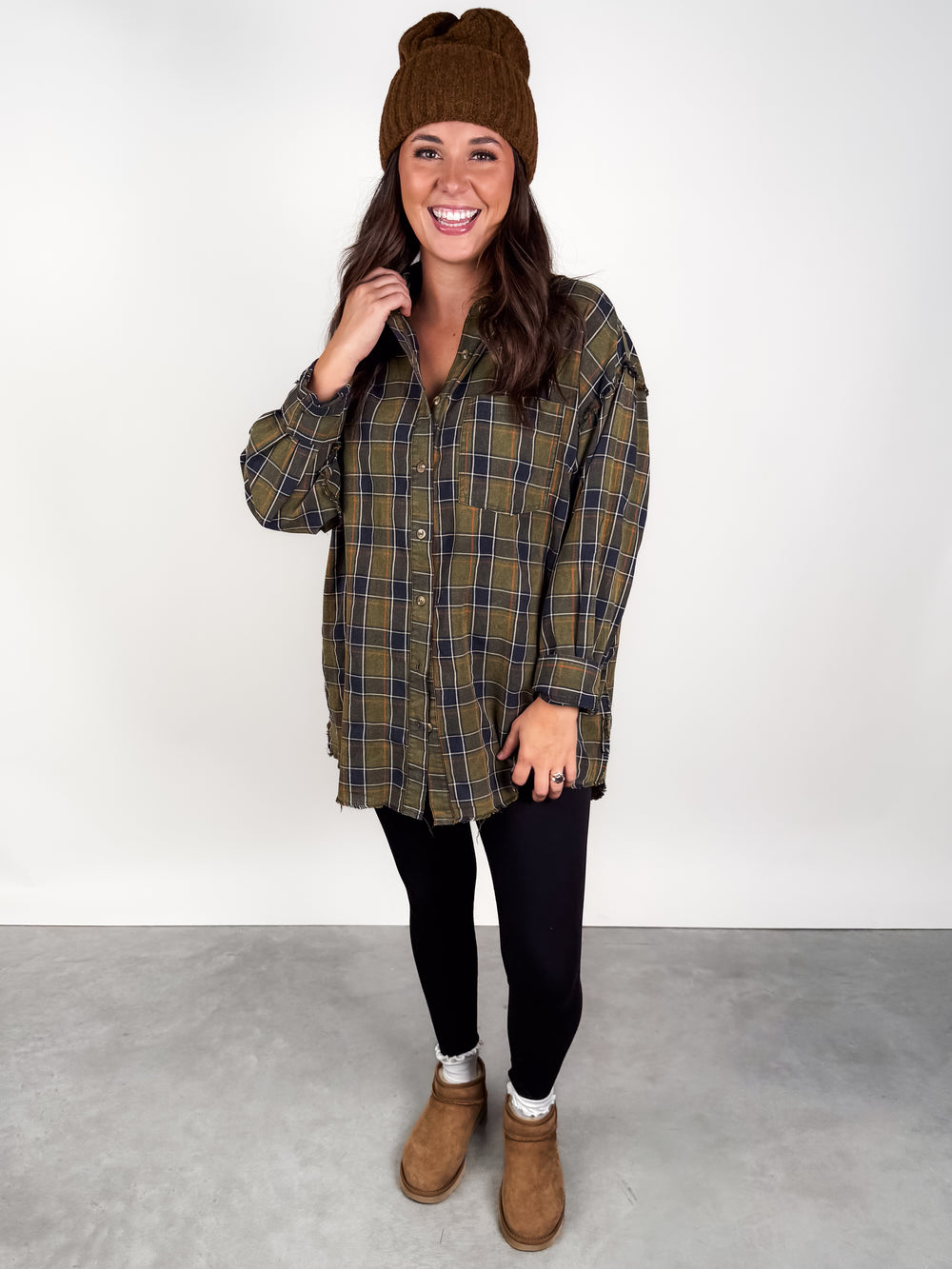 Our Show Oversized Plaid Shirt